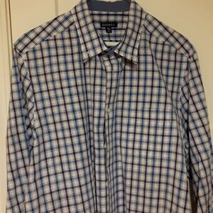 George Button Up Long Sleeve Shirt.  Size XL 46-48 Blue And White